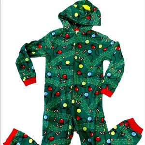 Size 12 Cat & Jack Christmas Onesie hoodie pajamas